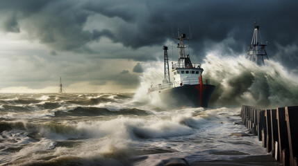 Fototapeta na wymiar storm over the sea. Generative Ai. 