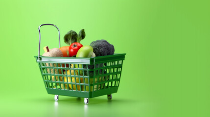 shopping basket with vegetables. Generative Ai. 