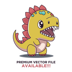 Cute Cartoon Dinosaur Vector Illustration