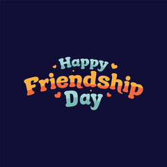 Naklejka na ściany i meble Happy friendship day colorful lettering vector illustration on black background.