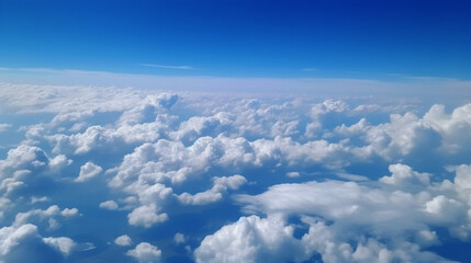 Fototapeta na wymiar white clouds in the blue sky top view. Generative Ai. 
