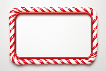 Christmas candy cane red and white striped frame. Festive striped candy lollipop pattern