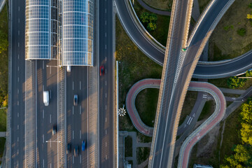 Top down view of highway multilevel junction