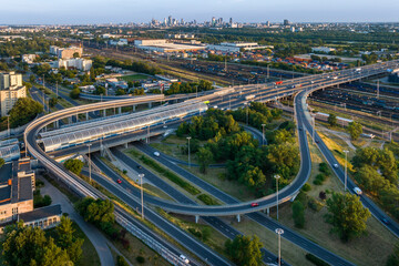 Fototapeta premium Aerial drone view of multilevel highway