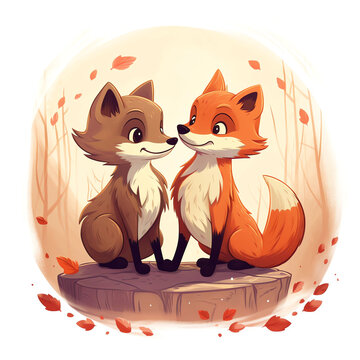 two foxes in love 