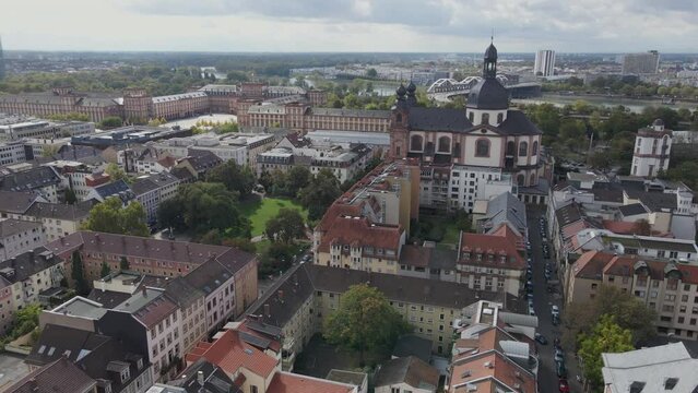 Panning left along the city of Mannheim Germany