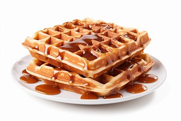 waffle with ice cream isolated on a white background.