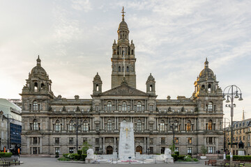 Fototapeta na wymiar The magnificent City Chambers is located in George Square in Glasgow city centre, Scotland.