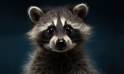  a close up of a raccoon looking at the camera.  generative ai
