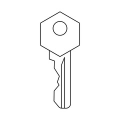 Silhouette of a mortise lock key on a white background.