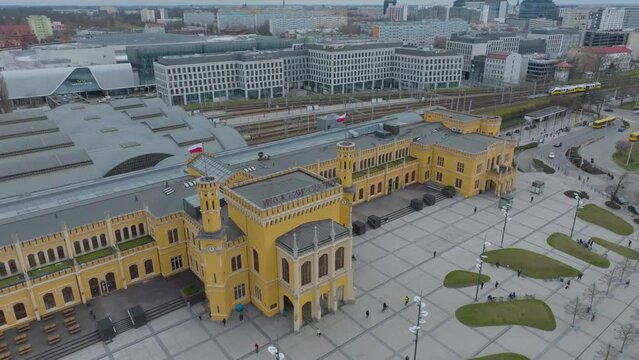 Wrocław gł&oacute;wny dworzec kolejowy, nagrzewanie z drona