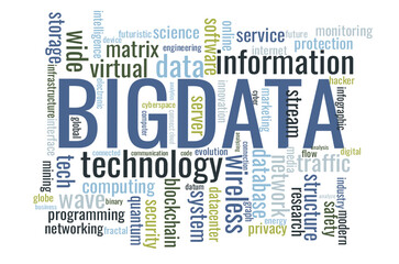 Fototapeta premium Illustration in the form of a cloud of words related to bigdata.