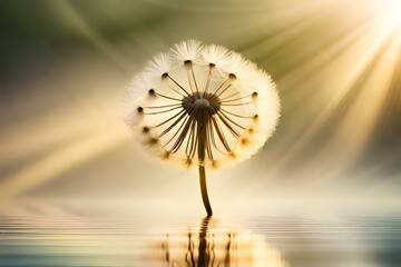 dandelion in the sun generated by AI technology 