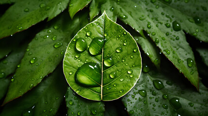 CO2 reducing icon on green leaf with water droplet for decrease CO2 , carbon footprint and carbon credit to limit global warming from climate change, Bio Circular Green Economy concept
 - obrazy, fototapety, plakaty