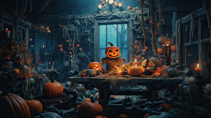 Naklejka premium Scary pumpkin for Halloween decoration