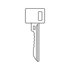 Silhouette of a mortise lock key on a white background.