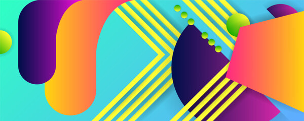 Memphis Style Bright color 3D design backgrounds template Airbrush surrealism summer juicy 60s, 70s & 80s background with geometric elements