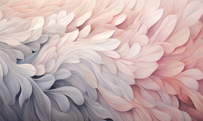  a close up of a pink and white feathered animal.  generative ai