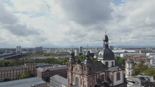 Parallax of the Jesuit Church in Mannheim Germany