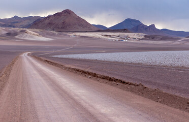 Bizarre but beautiful landscape on the way to the famous Cono de Arita in the Argentinian highlands called Puna in South America