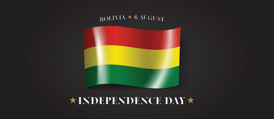 Bolivia happy independence day greeting card, banner with template text vector illustration - obrazy, fototapety, plakaty