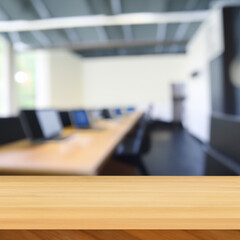 Table Top with blur bokeh office background