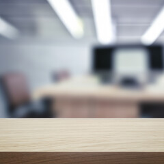 Table Top with blur bokeh office background