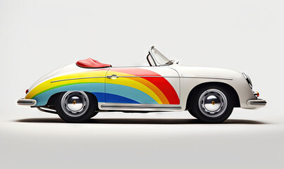 Obraz na płótnie Canvas a car with a rainbow painted on the side of it. generative ai