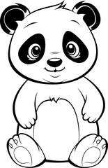 Cute Panda Isolated Colouring Illustration