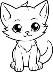Kitten Isolated Colouring Illustration