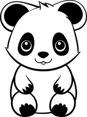 Panda Cartoon Isolated Colouring Illustration