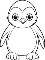 Penguin Isolated Colouring Illustration