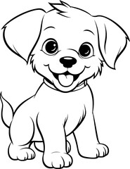 Puppy Isolated Colouring Illustration