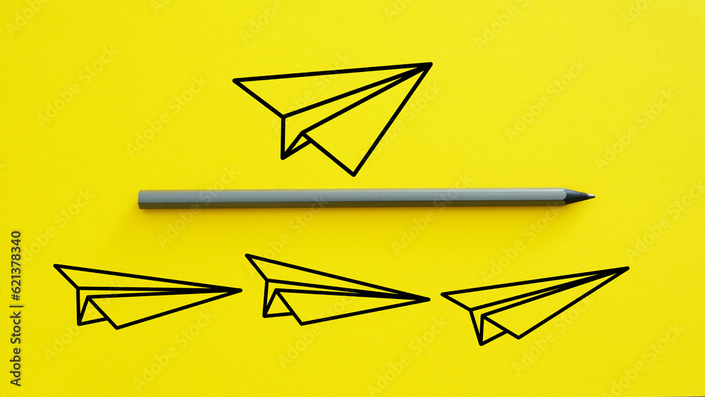 Poster competitive advantage is shown using the picture of paper airplanes