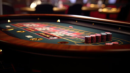 Obraz premium Close-up of Blackjack table in casino