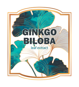 Ginkgo biloba label template design for medicinal and cosmetic use