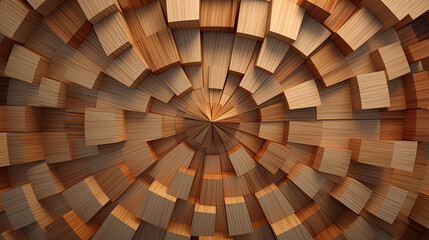 Abstrakt-Illustrativer Hintergrund aus Holzelementen in Spiralform.