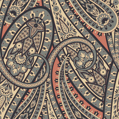 Paisley style Floral seamless pattern. Vector Ornamental Damask background