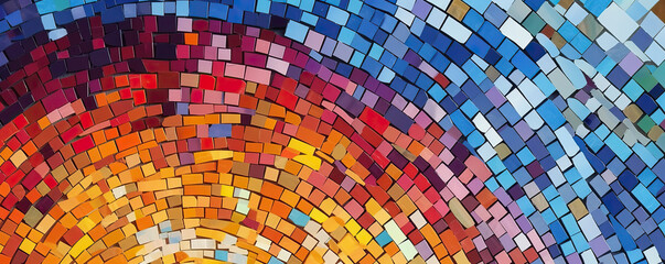 Artistic background with colorful mosaic tiles and abstract patterns, representing diversity and creativity in the business world panorama