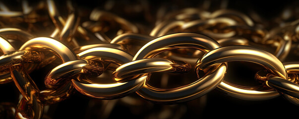 Sophisticated background with golden chains and interlocking links, symbolizing connectivity and collaboration in the realm of business panorama