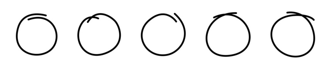 Hand drawn circle set. Doodle circles collection. Sketch circles.  Highlight circle frames.