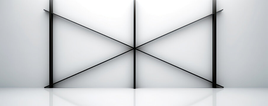 Minimalistic business backdrop featuring a clean white surface with a single black line cutting through it, representing simplicity and elegance panorama