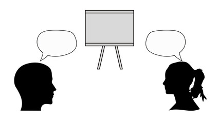 Business meeting in a company - presenting a presentation - presenting the development of the company. Discuss marketing solutions