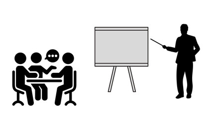 Business meeting in a company - presenting a presentation - presenting the development of the company. Discuss marketing solutions