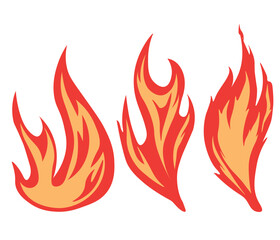 Flame vector stock illustration. Fire. The language of the campfire. Isolated on a white background.