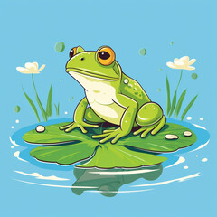Drawing of a frog sitting on a lilypad