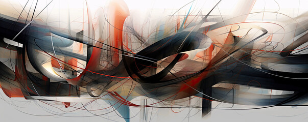symphony of abstract lines intersecting and diverging, creating a visual representation of interconnectedness panorama