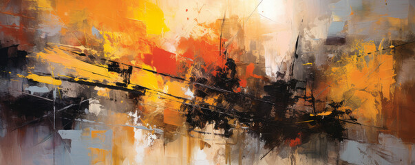 Obraz na płótnie Canvas symphony of abstract brushstrokes and textures, evoking a sense of artistic expression and creativity panorama