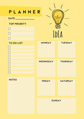 Idea planner digital planning insert sheet printable page template