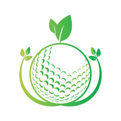 Golf ball and leaf logo vector illustration